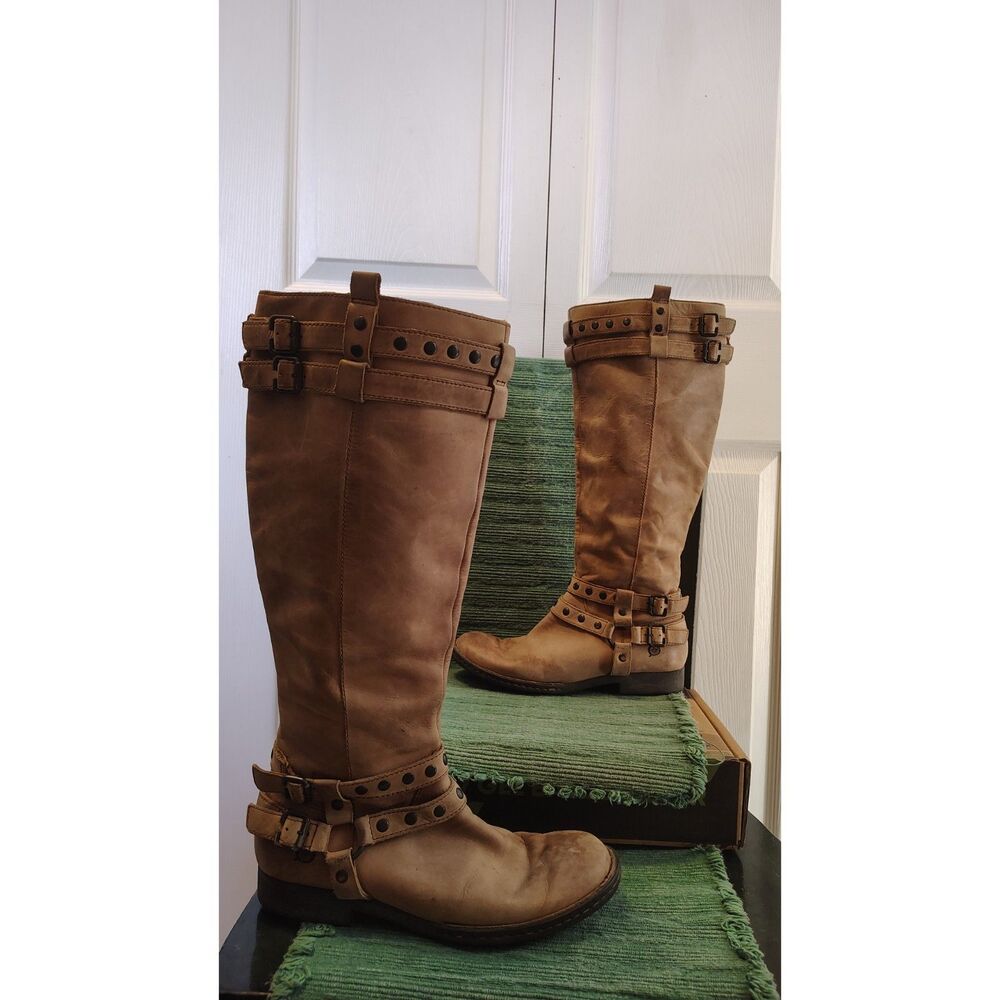 Børn Women's Gwynne Distressed Leather Harness Tall Riding Boots, Size 7.5